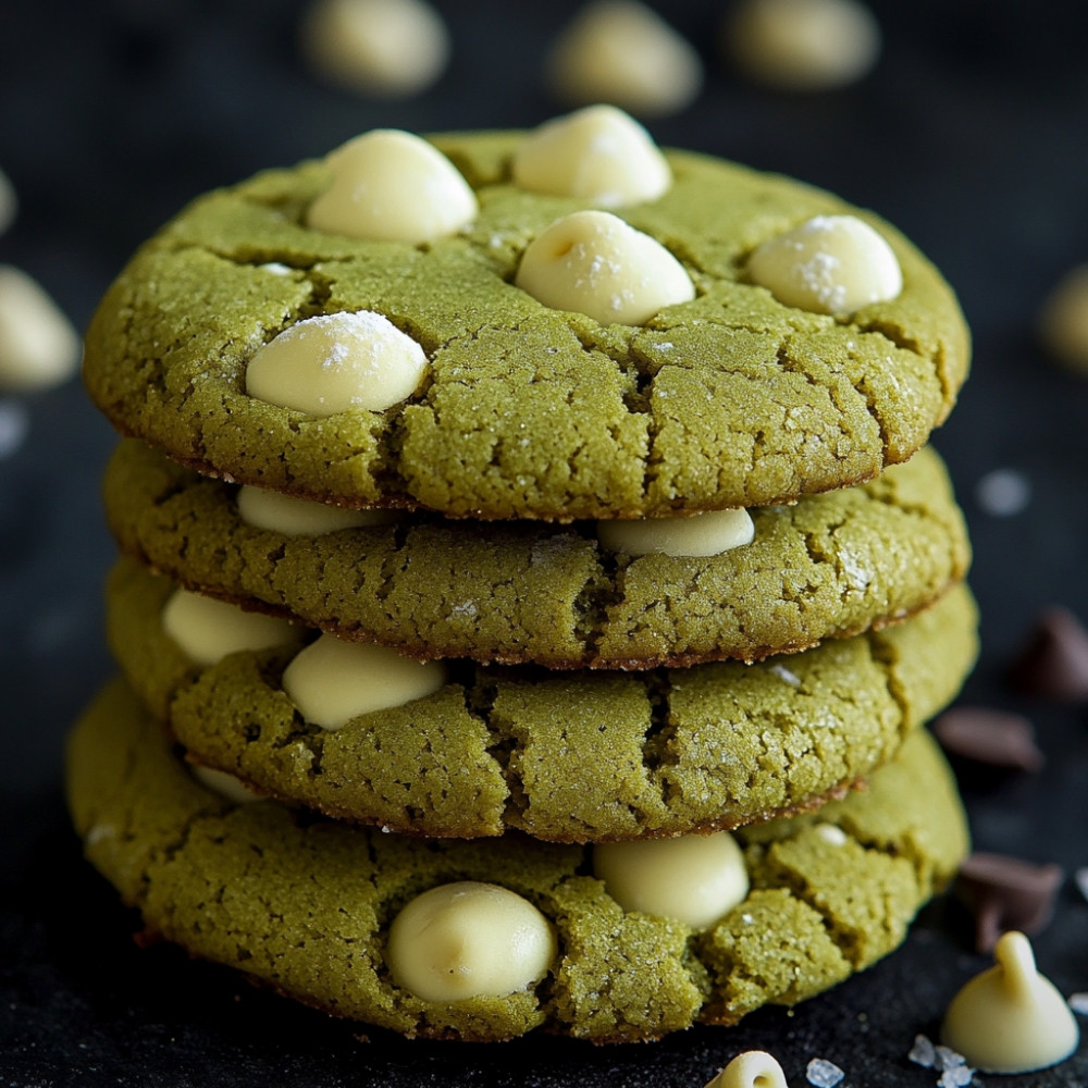 Ciasteczka z matchą i białą czekoladą