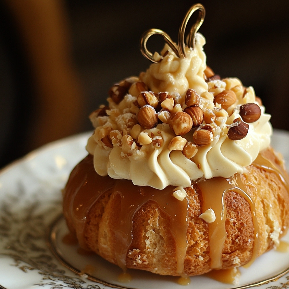 Couronne de choux chantilly noisettes et caramel au beurre salé
