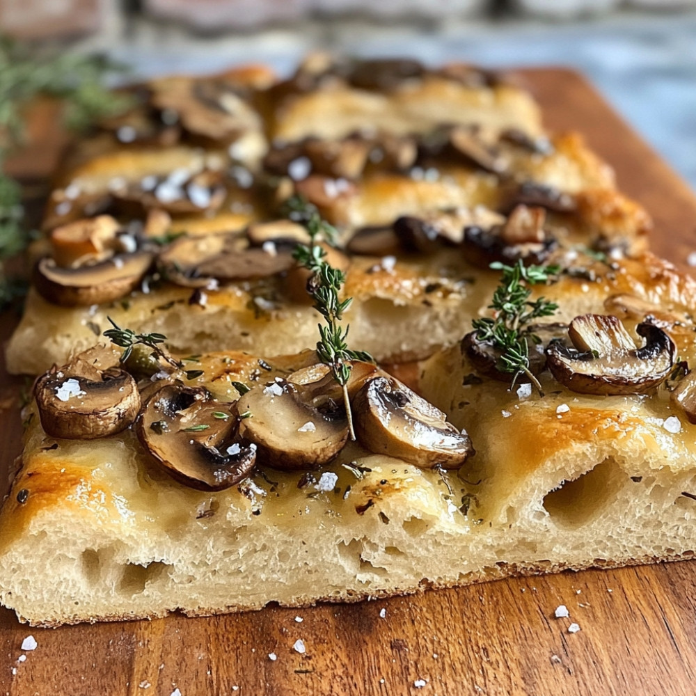 Focaccia z pożółkłymi grzybami