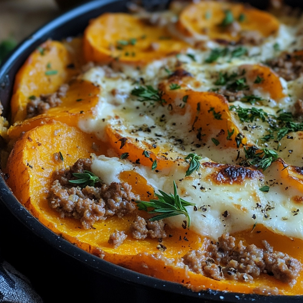 Gratin z mielonego mięsa i batatów