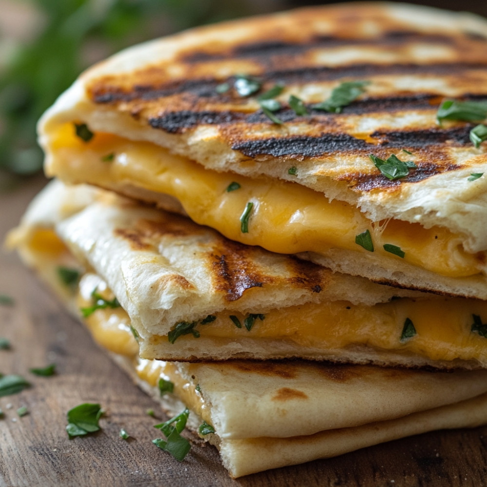 Grilled cheese pitas au cheddar sur le BBQ