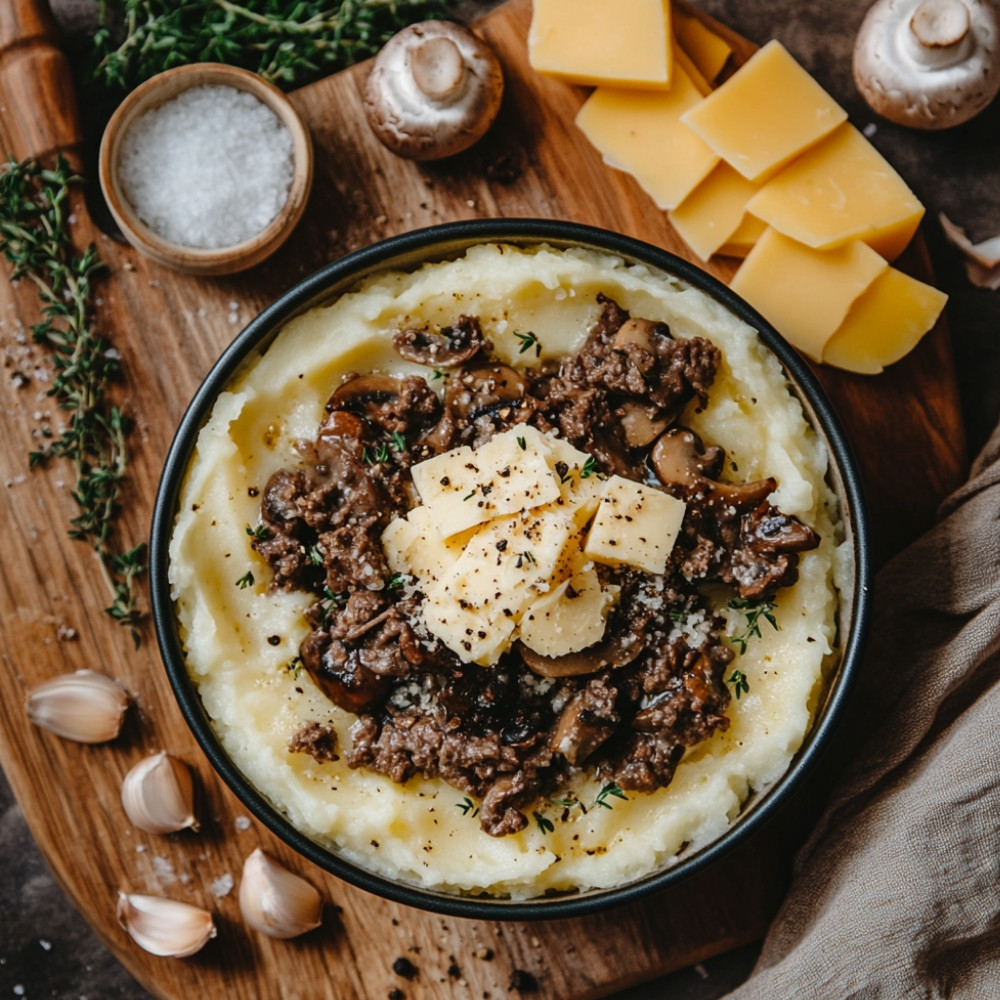 Hachis parmentier z wołowiną i grzybami