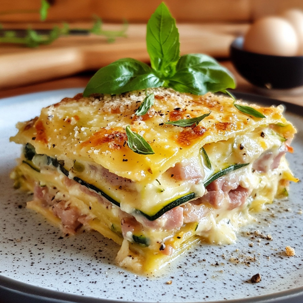 Lasagne z cukinii z szynką