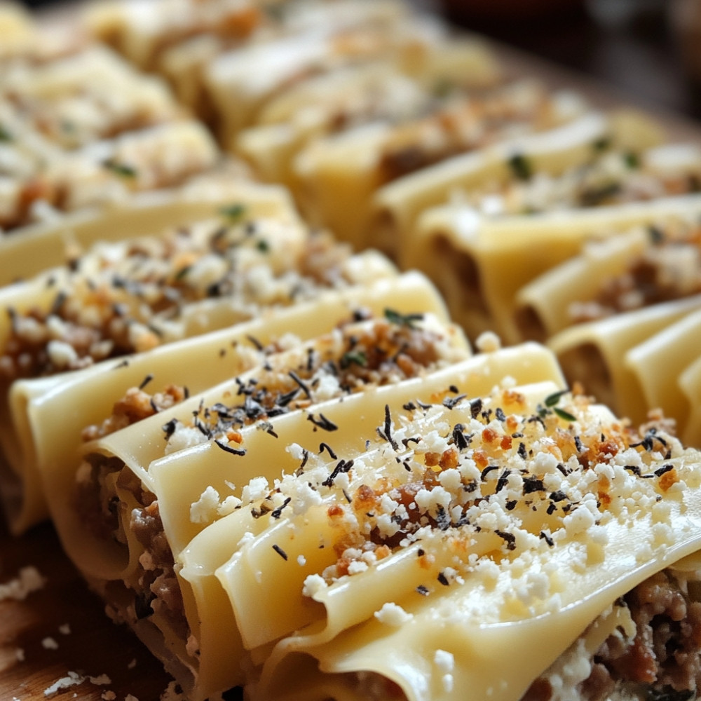 Roladki lasagne z kiełbasą