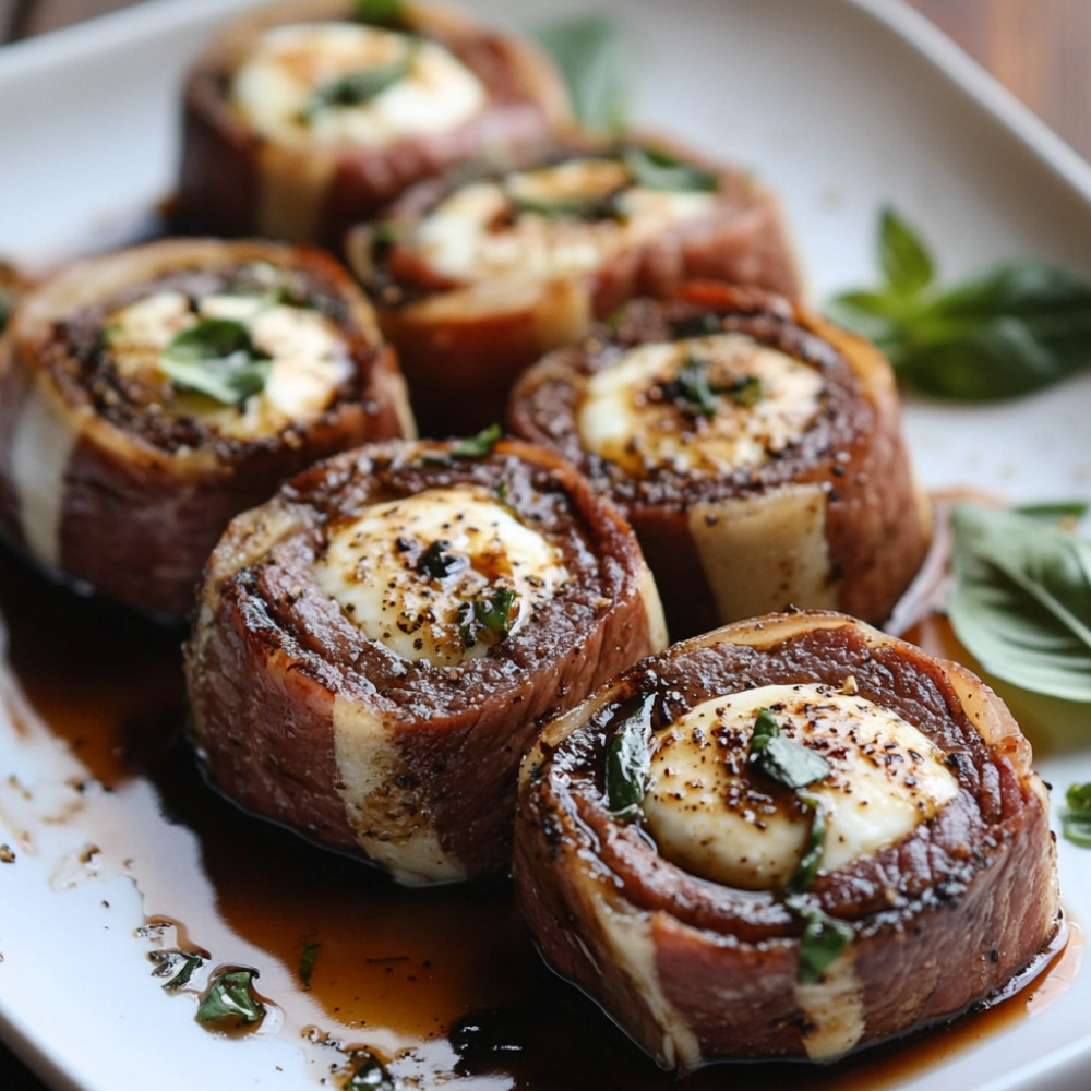 Roulades de boeuf à l'italienne au coulis de vinaigre balsamique