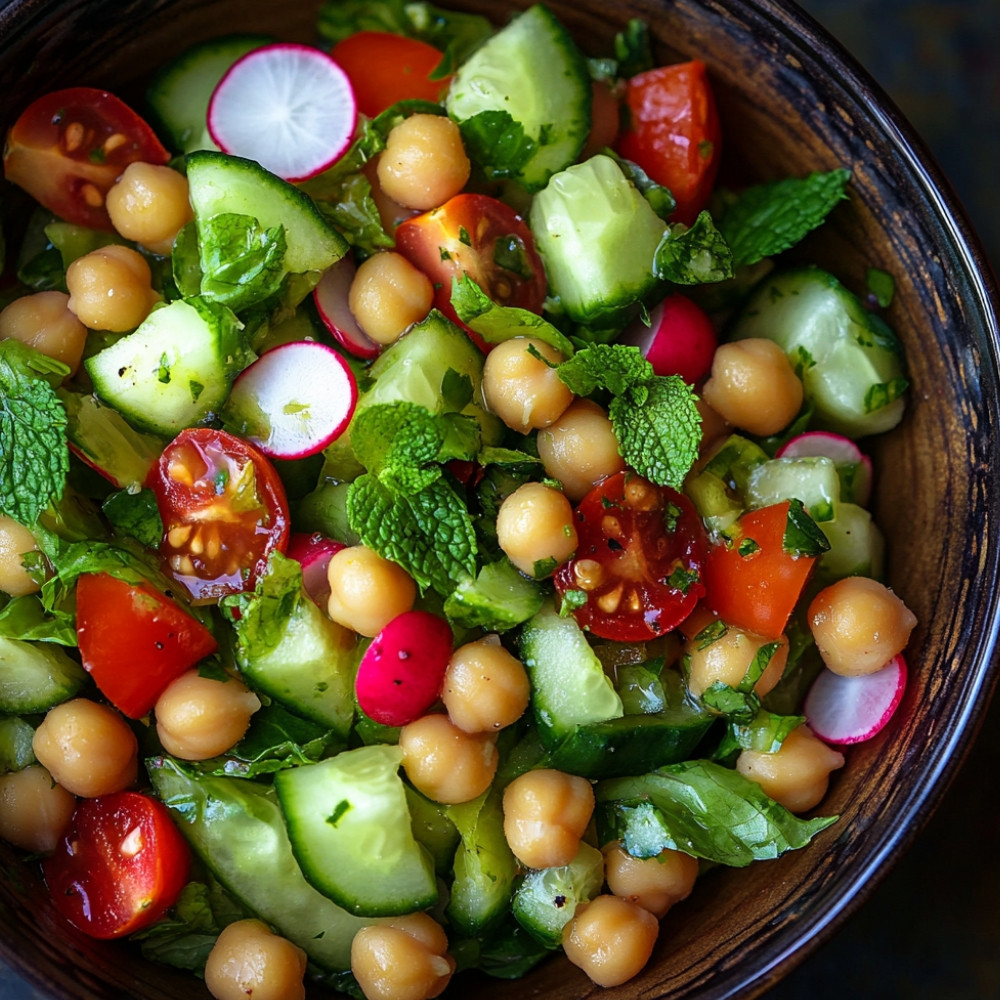 Sałatka fattouche z ciecierzycą