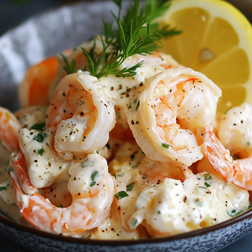 Sałatka z krewetek w kremowym sosie