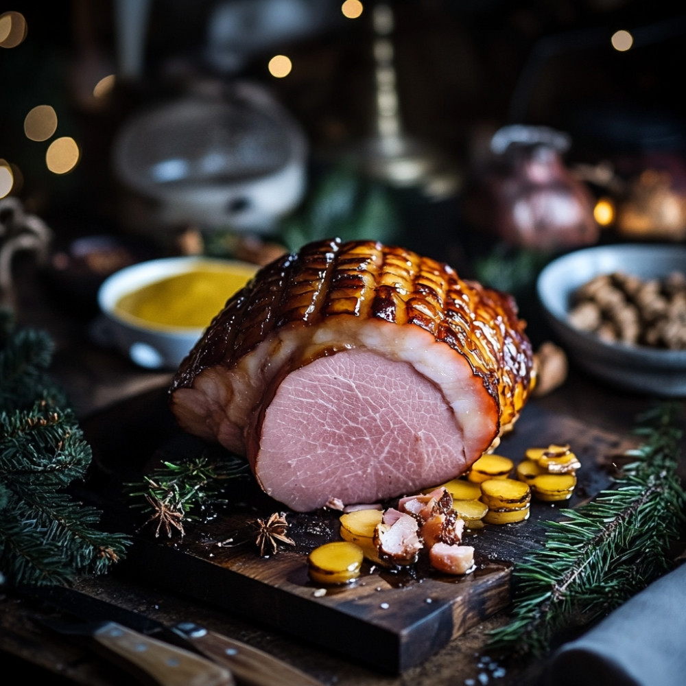 Szynka glazura klonowa i przyprawy