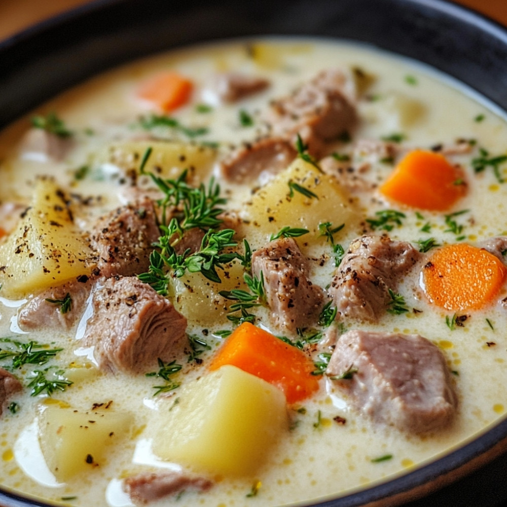 Zupa kremowa z kostkami cielęciny