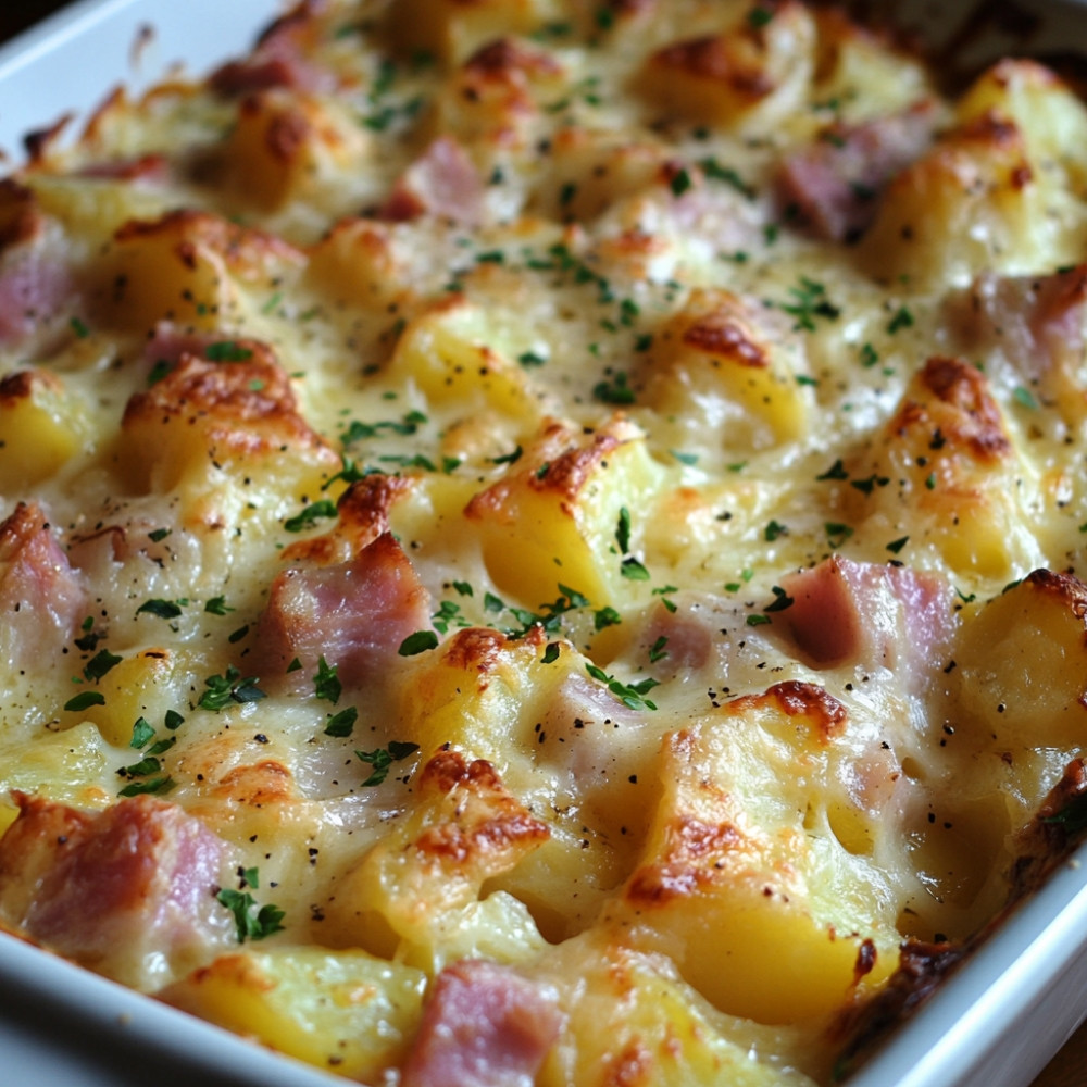 Cassolettes déjeuner aux pommes de terre et jambon