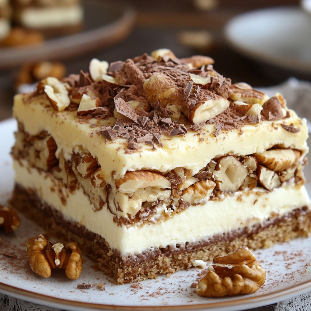 Ciasto orzechowe pokryte białą czekoladą