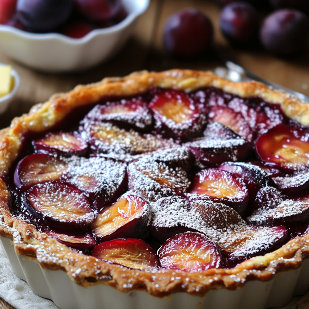 Clafoutis z śliwkami sezonowymi