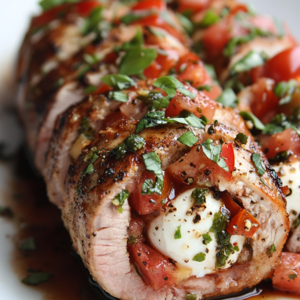 Filet de porc farci bruschetta et mozzarella