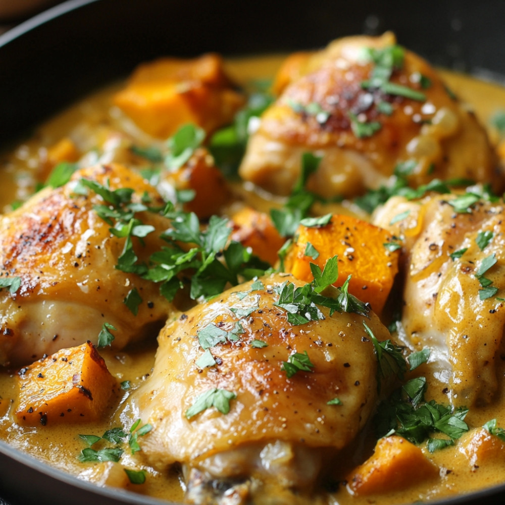 Kurczak w sosie śmietanowym z dynią