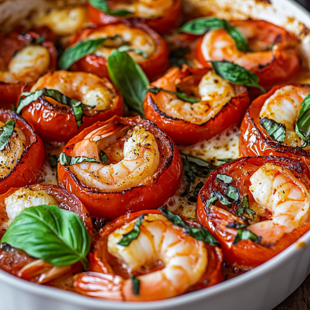 Pomidor wędzony z krewetkami