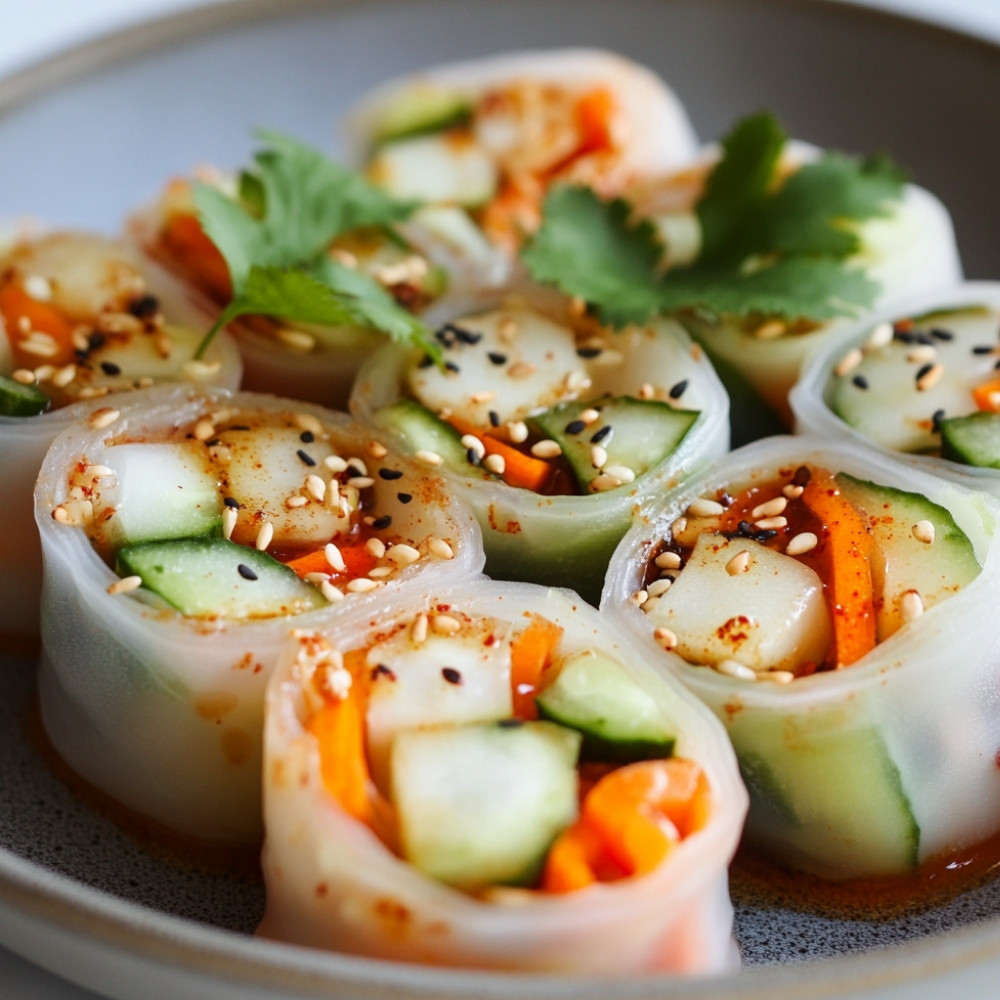 Rouleaux de printemps au kimchi de daikon