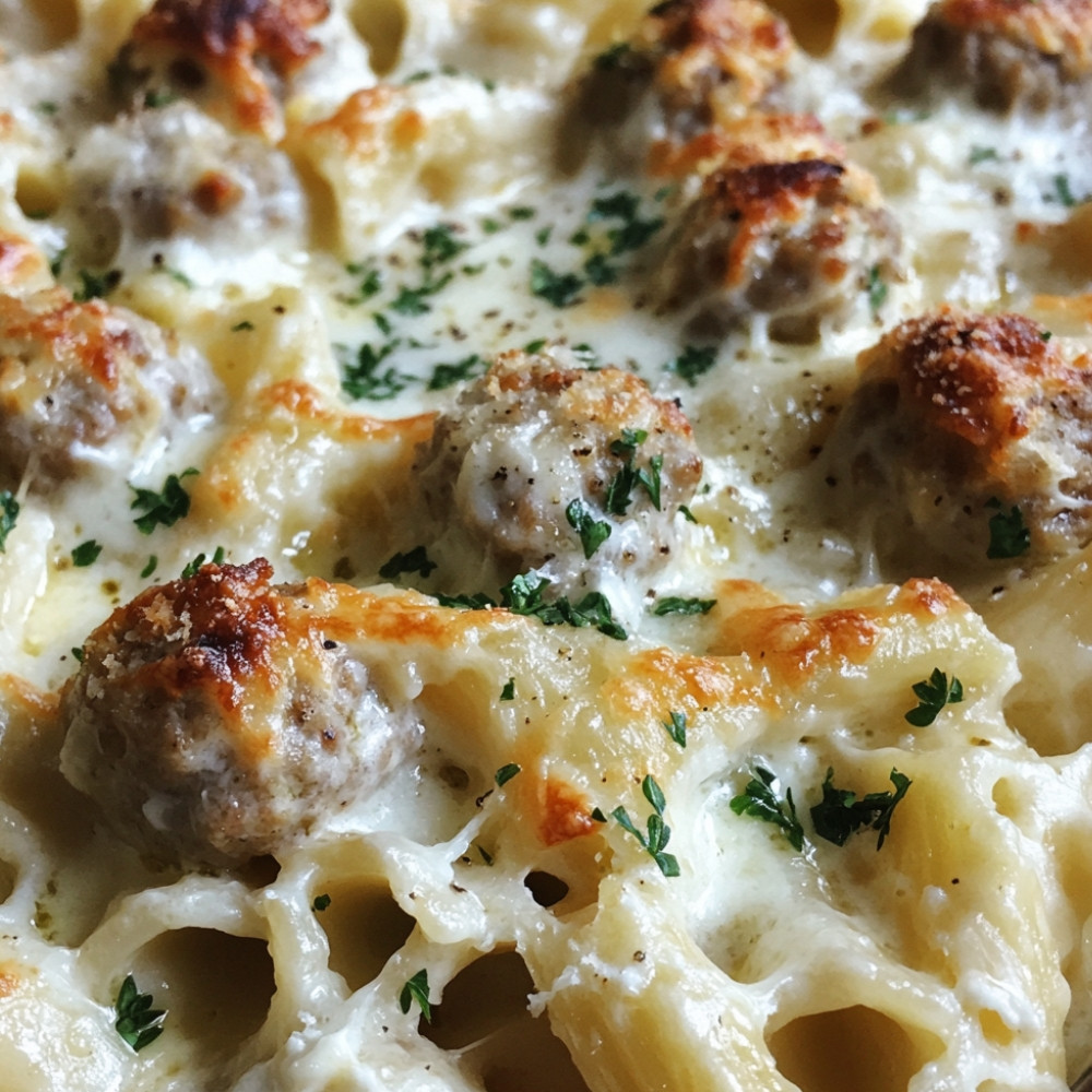 Zapiekanka z klopsikami Alfredo