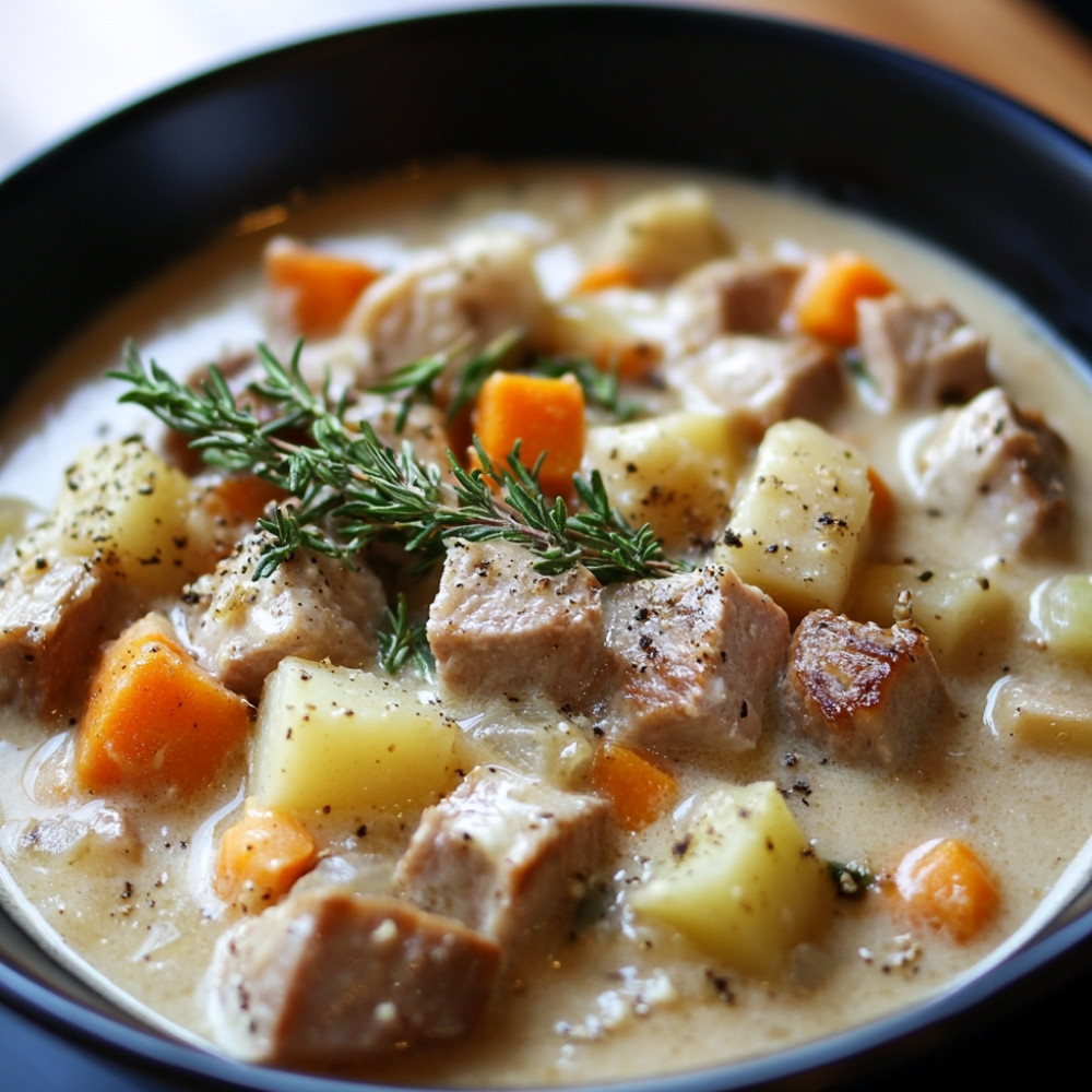 Zupa kremowa z kostkami cielęciny