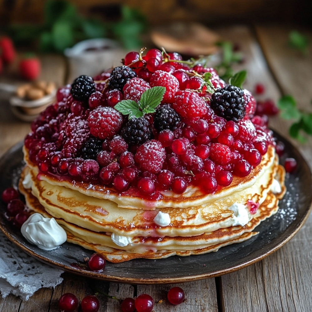 Ciasto naleśnikowe z owocami leśnymi