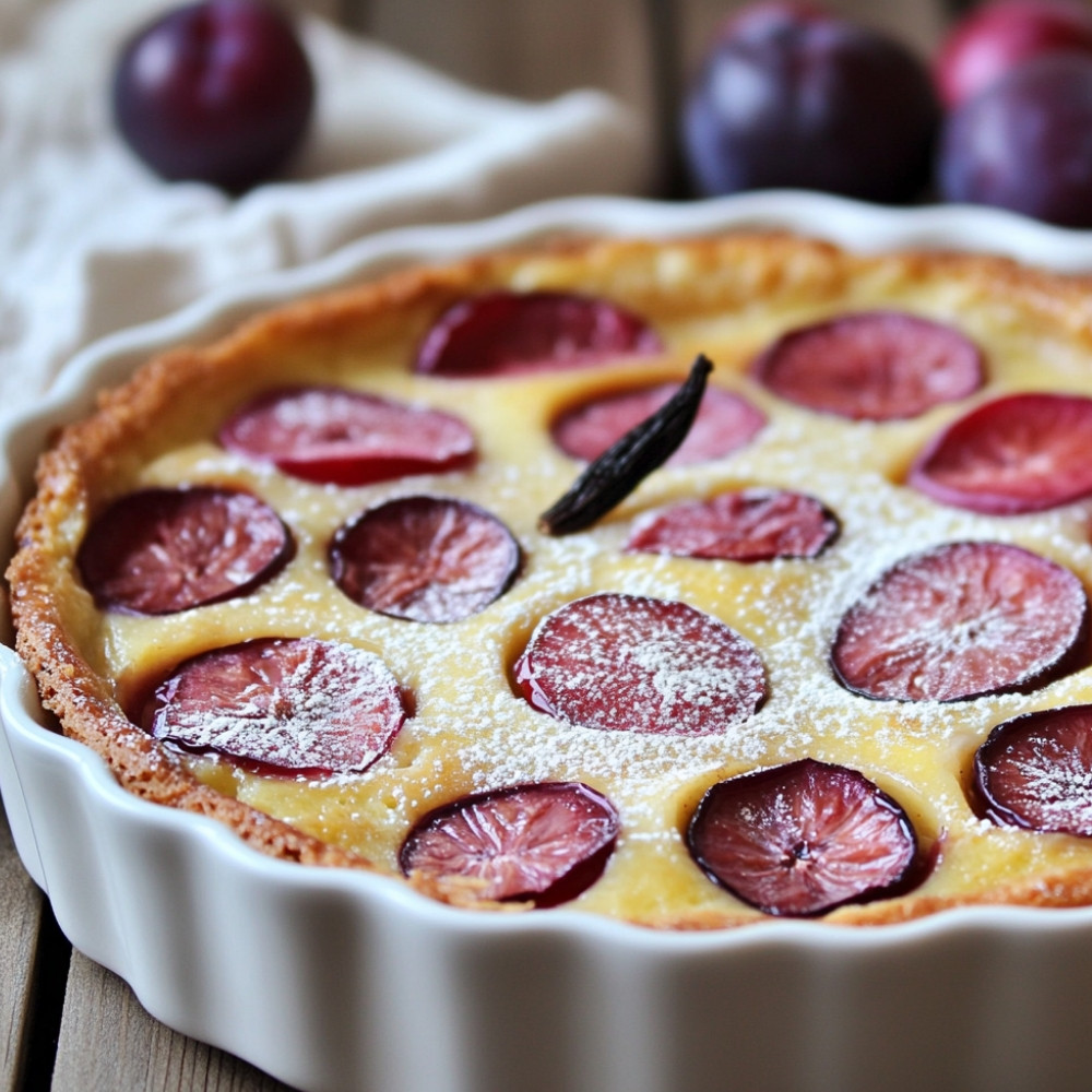 Clafoutis z śliwkami sezonowymi