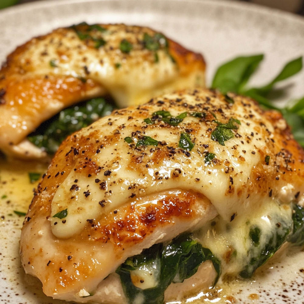 Filet z kurczaka faszerowany szpinakiem i mozzarellą