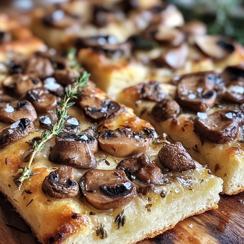 Focaccia z pożółkłymi grzybami