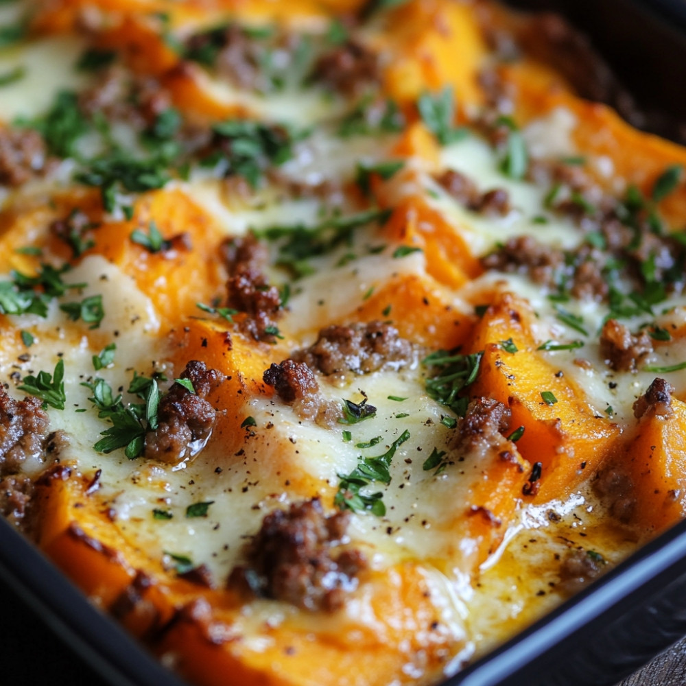 Gratin z mielonego mięsa i batatów