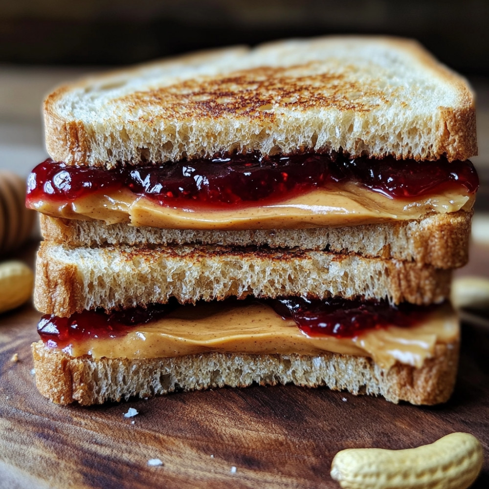 Grillowana kanapka z masłem orzechowym i dżemem