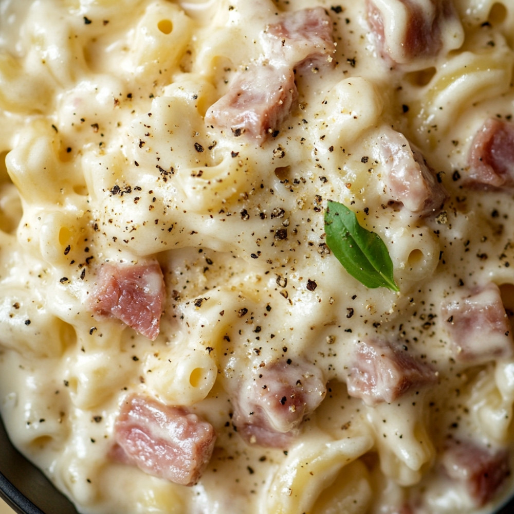 Makaron Alfredo z wędzonym mięsem