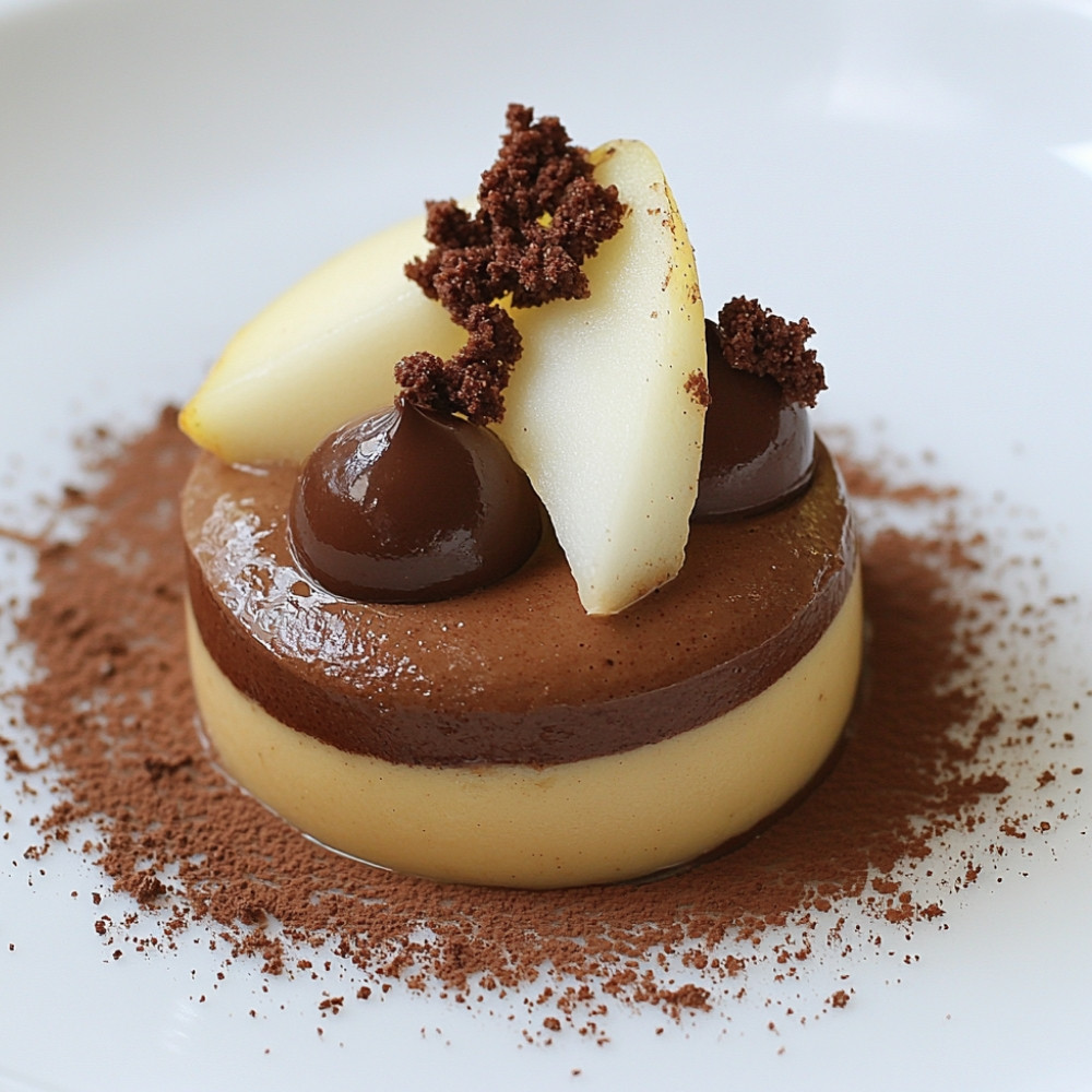 Mousse z pasternaku, czekolady, gruszki i kruszonki kakaowej