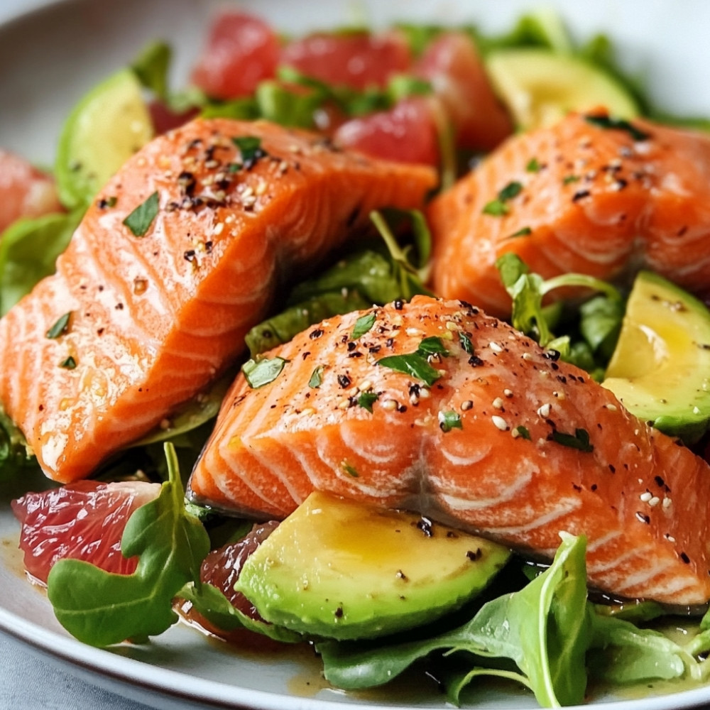 Pieczony łosoś z sałatką z grejpfrutów