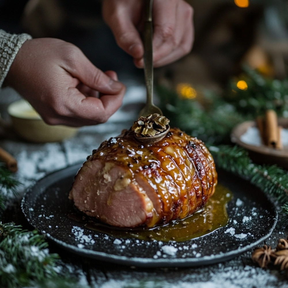 Szynka glazura klonowa i przyprawy