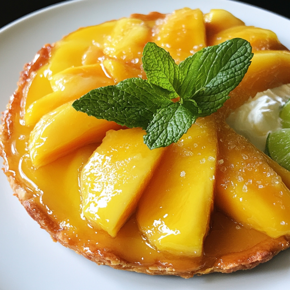 Tarte Tatin z mango i mascarpone z miętą