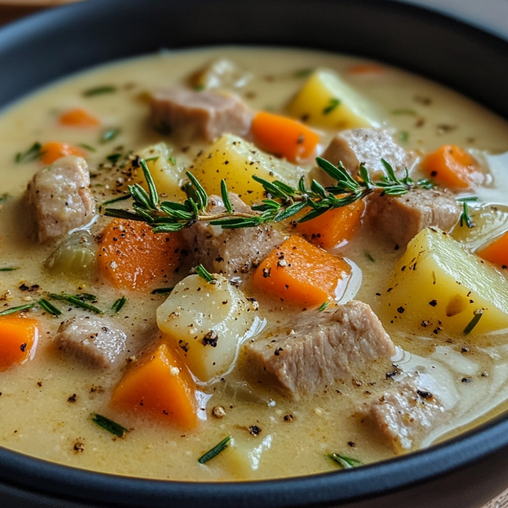 Zupa kremowa z kostkami cielęciny