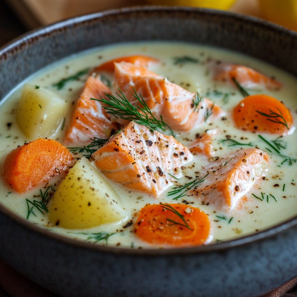 Zupa kremowa z łososiem