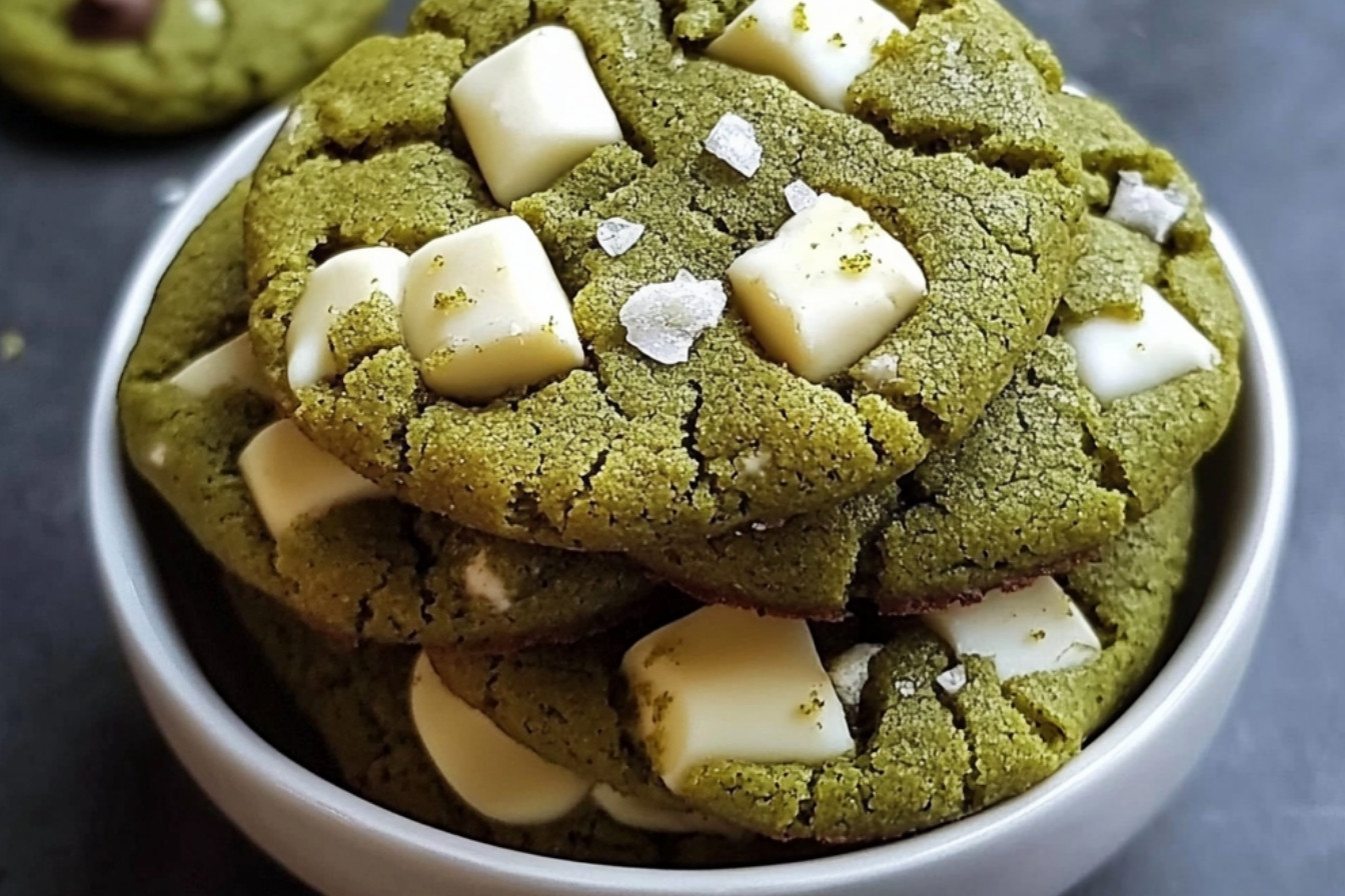 Ciasteczka z matchą i białą czekoladą