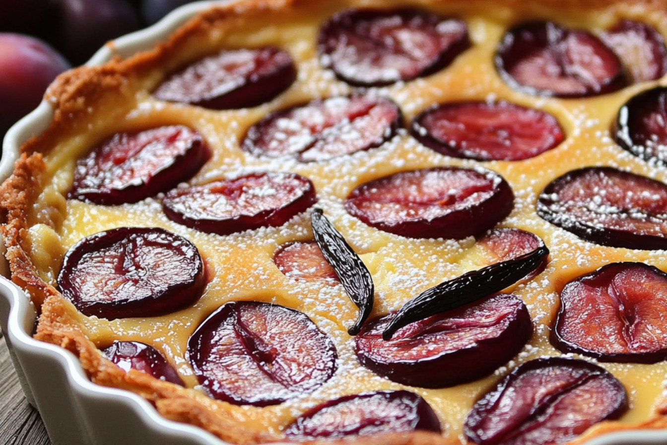 Clafoutis z śliwkami sezonowymi