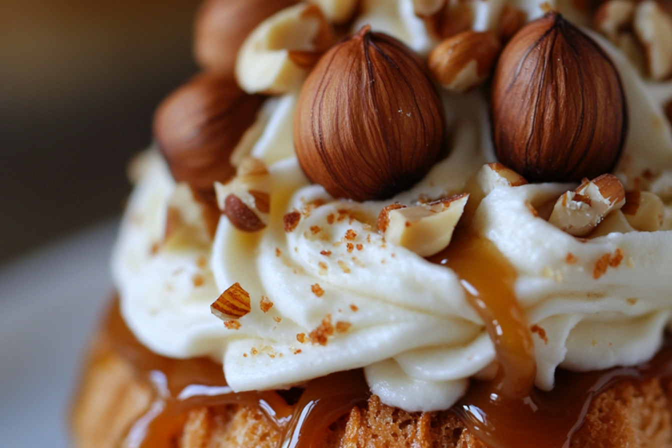 Couronne de choux chantilly noisettes et caramel au beurre salé