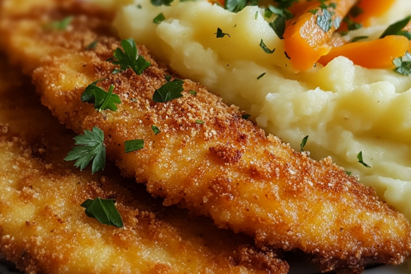 Escalope wiedeńska z domowym stołem z marchewką