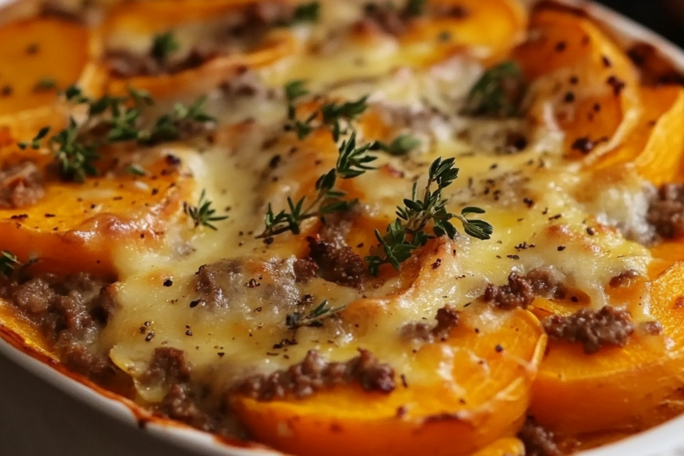 Gratin z mielonego mięsa i batatów