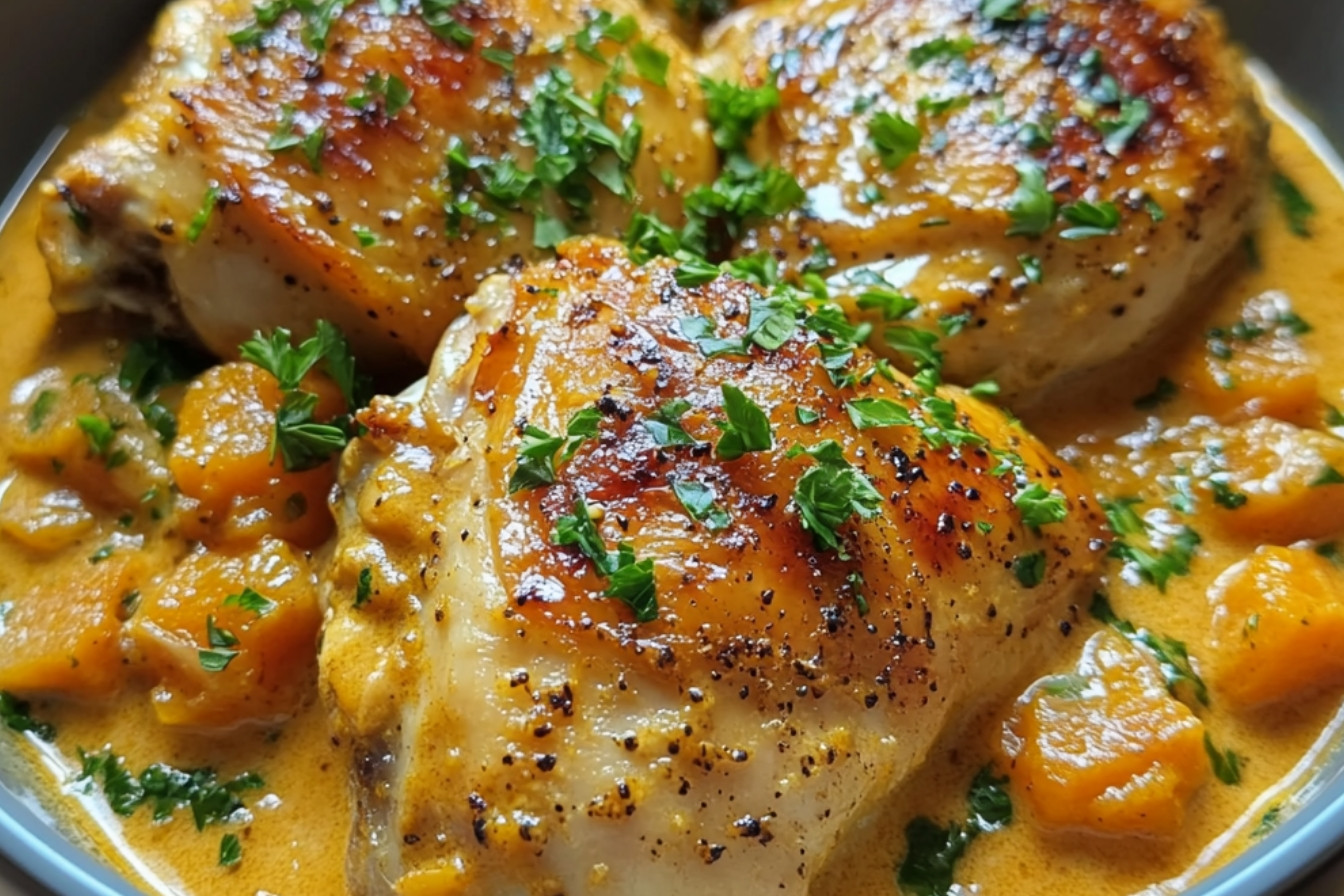 Kurczak w sosie śmietanowym z dynią
