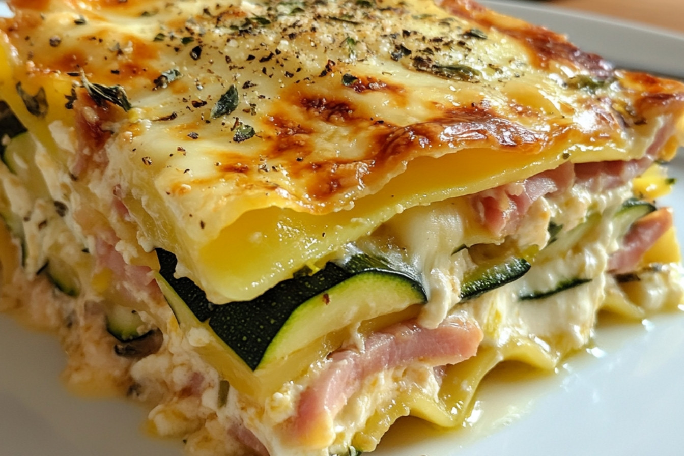 Lasagne z cukinii z szynką
