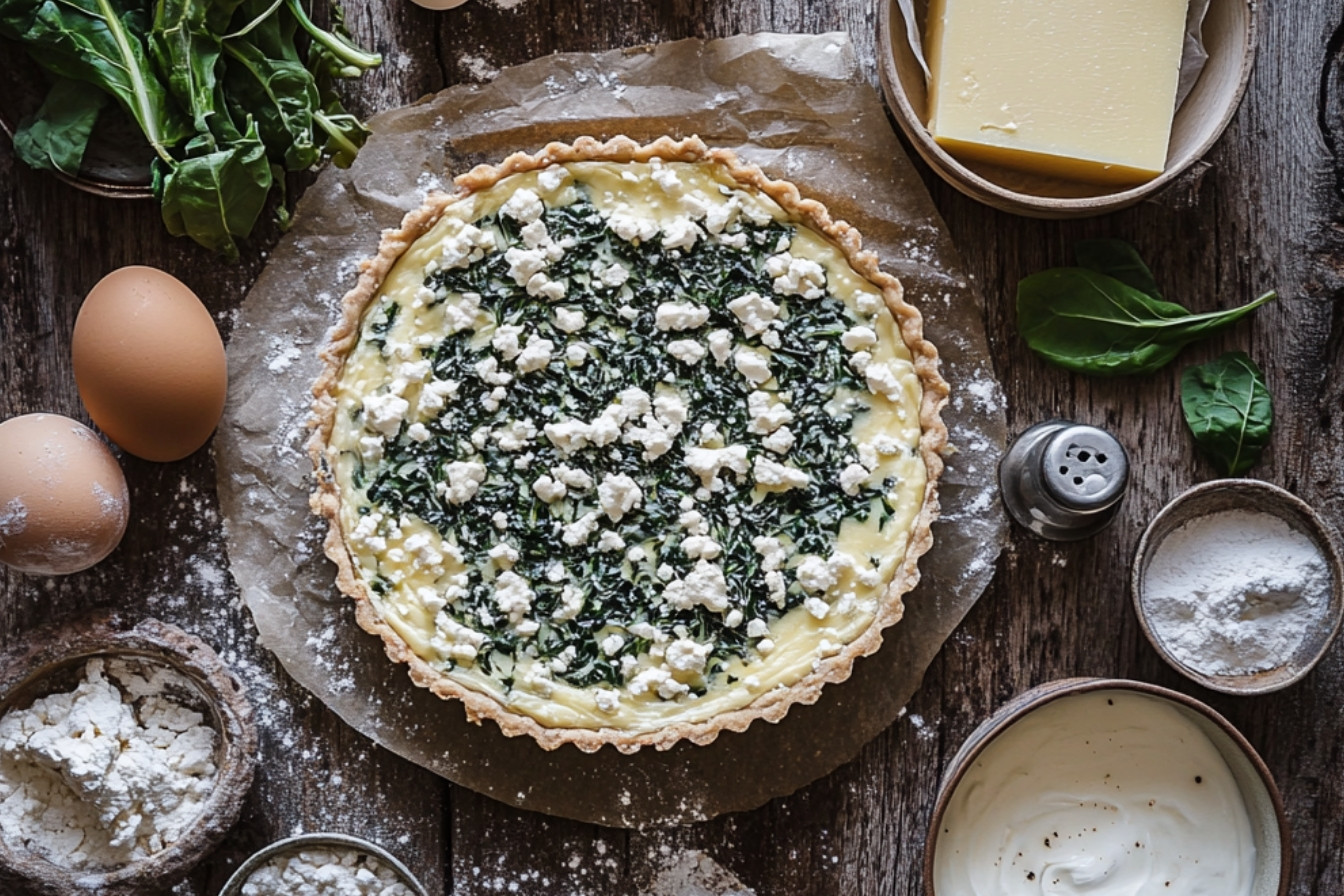 Quiche z boćwiną i serem kozim