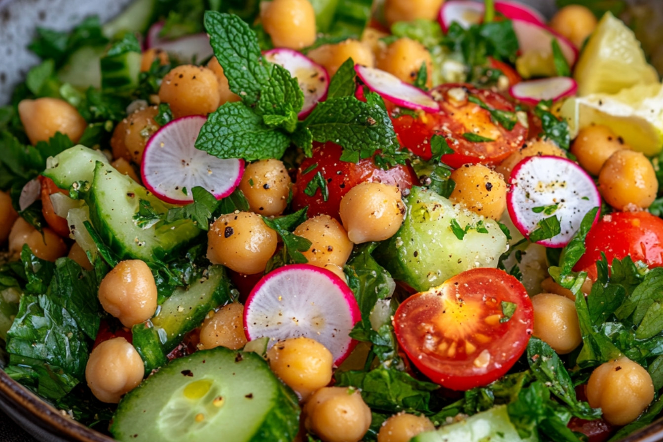 Sałatka fattouche z ciecierzycą