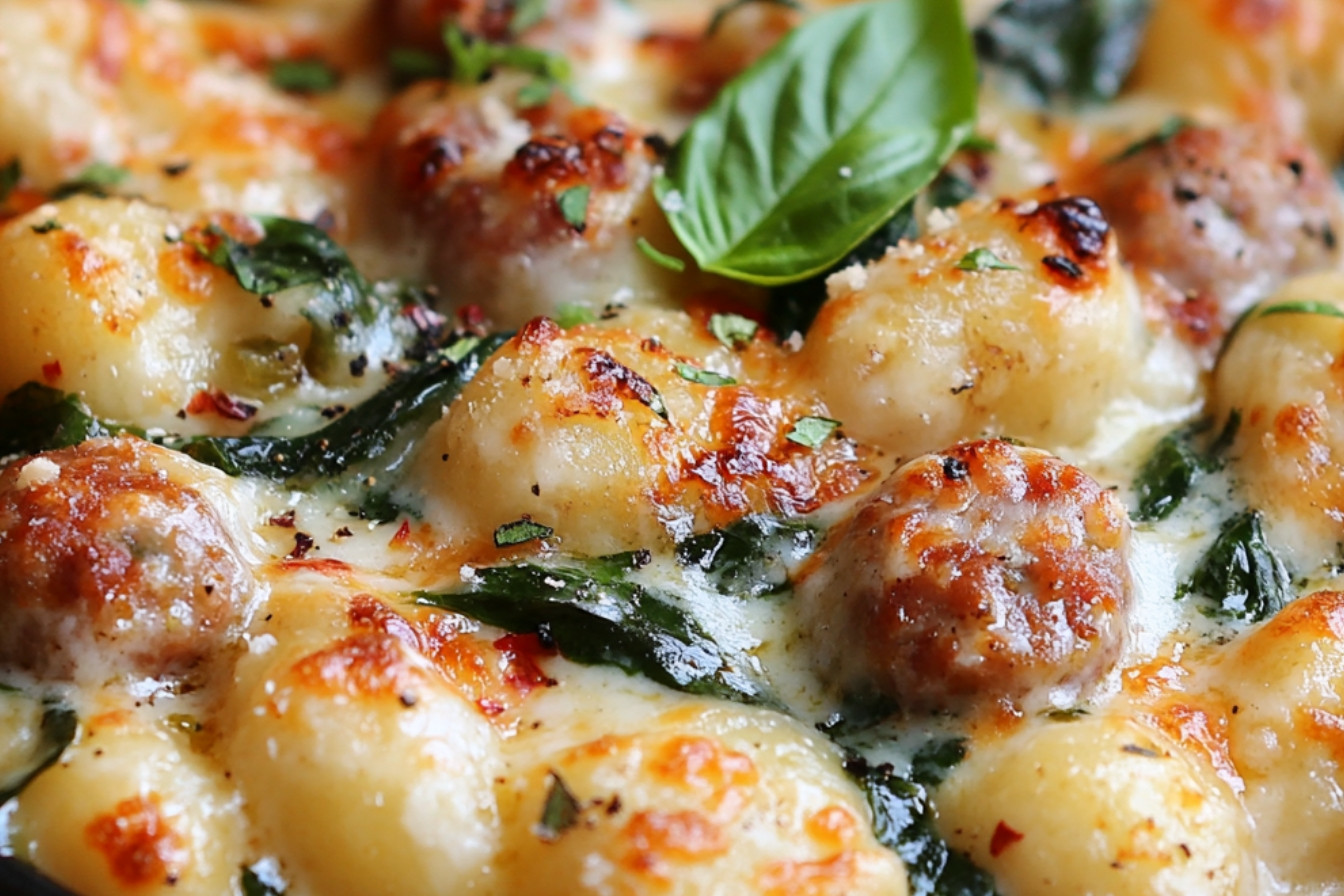 Serowe gnocchi z kiełbasą