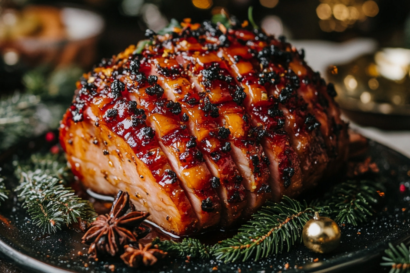 Szynka glazura klonowa i przyprawy