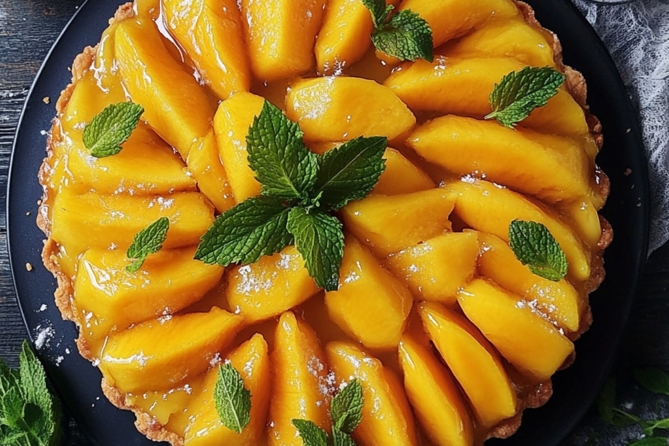 Tarte Tatin z mango i mascarpone z miętą