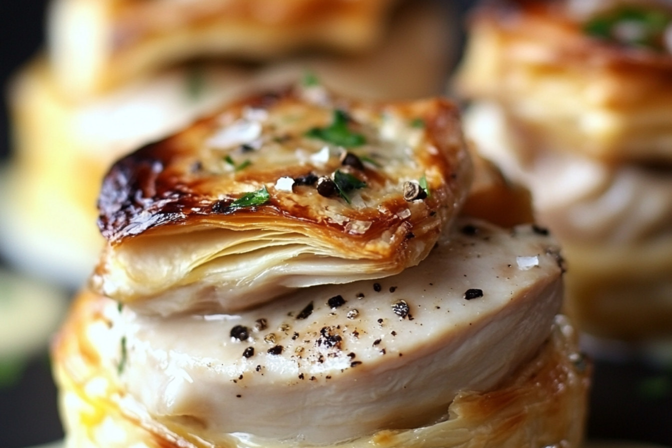 Vol-au-vent z indykiem w sosie białego wina i parmezanem