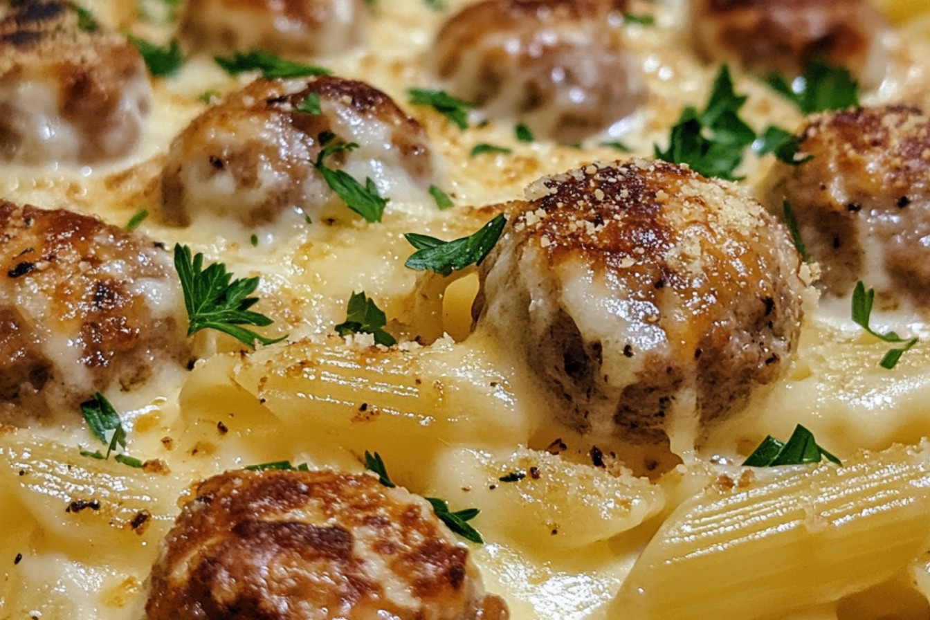 Zapiekanka z klopsikami Alfredo