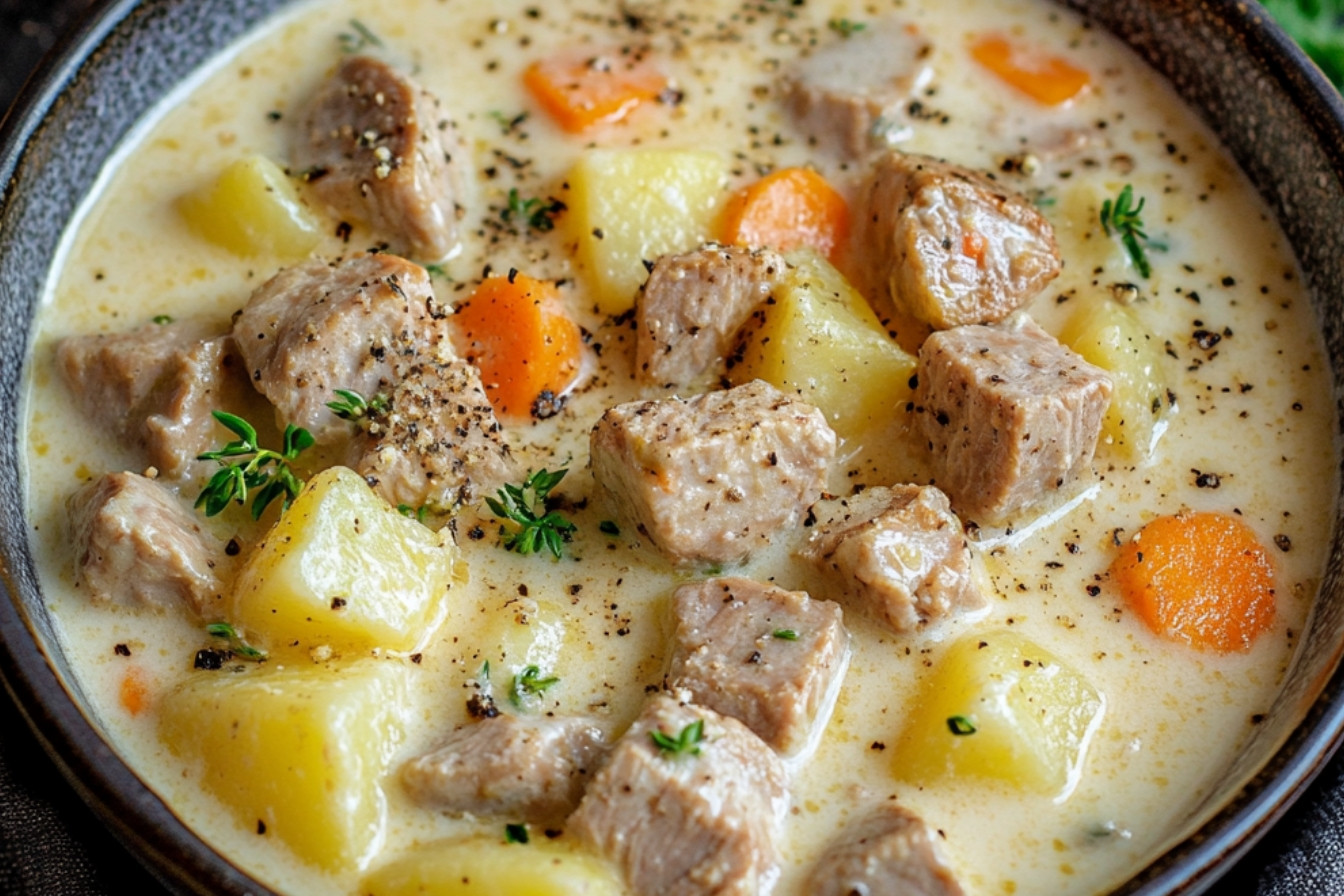 Zupa kremowa z kostkami cielęciny